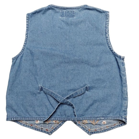 ☆☆SOLD☆☆ New Directions Vintage Women's Denim Chambray Floral Embroidered Vest - Picture 2 of 6